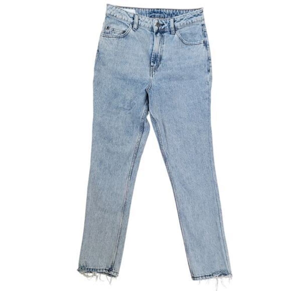 Collusion Jeans X005 28X32 Acid Wash High Rise Tapered Chewed Hem‎ Straight